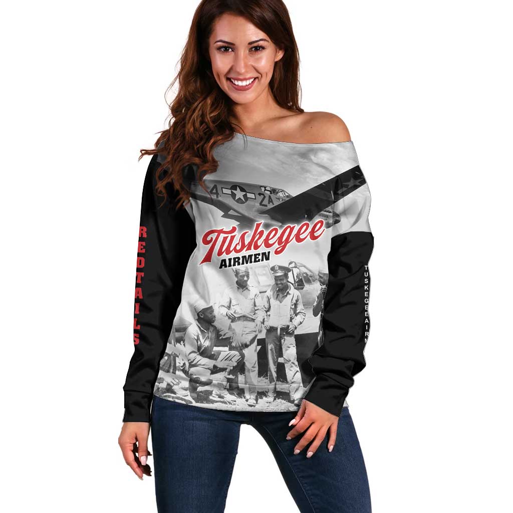 Tuskegee Airmen 332nd Fighter Group Off Shoulder Sweater Vintage-style War - Wonder Print Shop