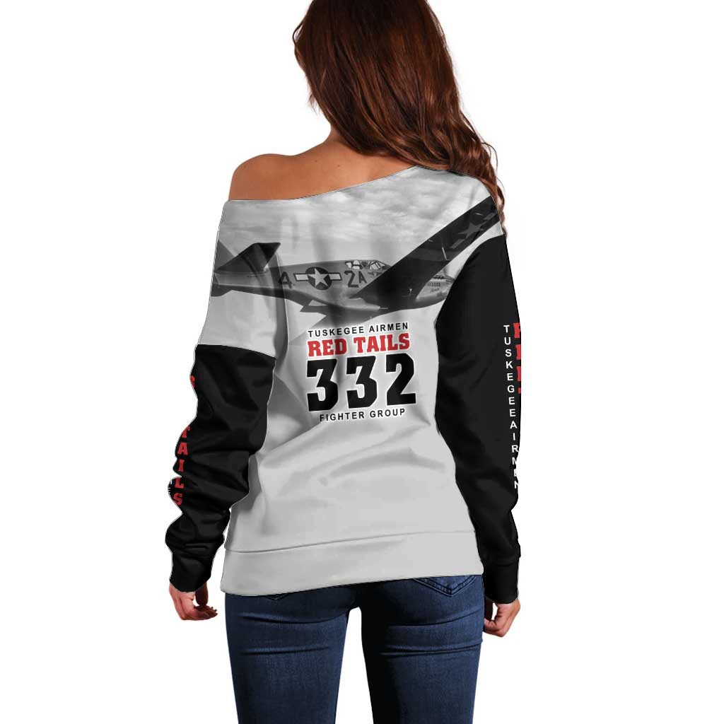 Tuskegee Airmen 332nd Fighter Group Off Shoulder Sweater Vintage-style War - Wonder Print Shop