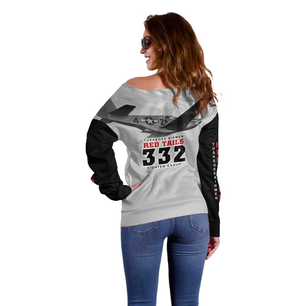 Tuskegee Airmen 332nd Fighter Group Off Shoulder Sweater Vintage-style War - Wonder Print Shop