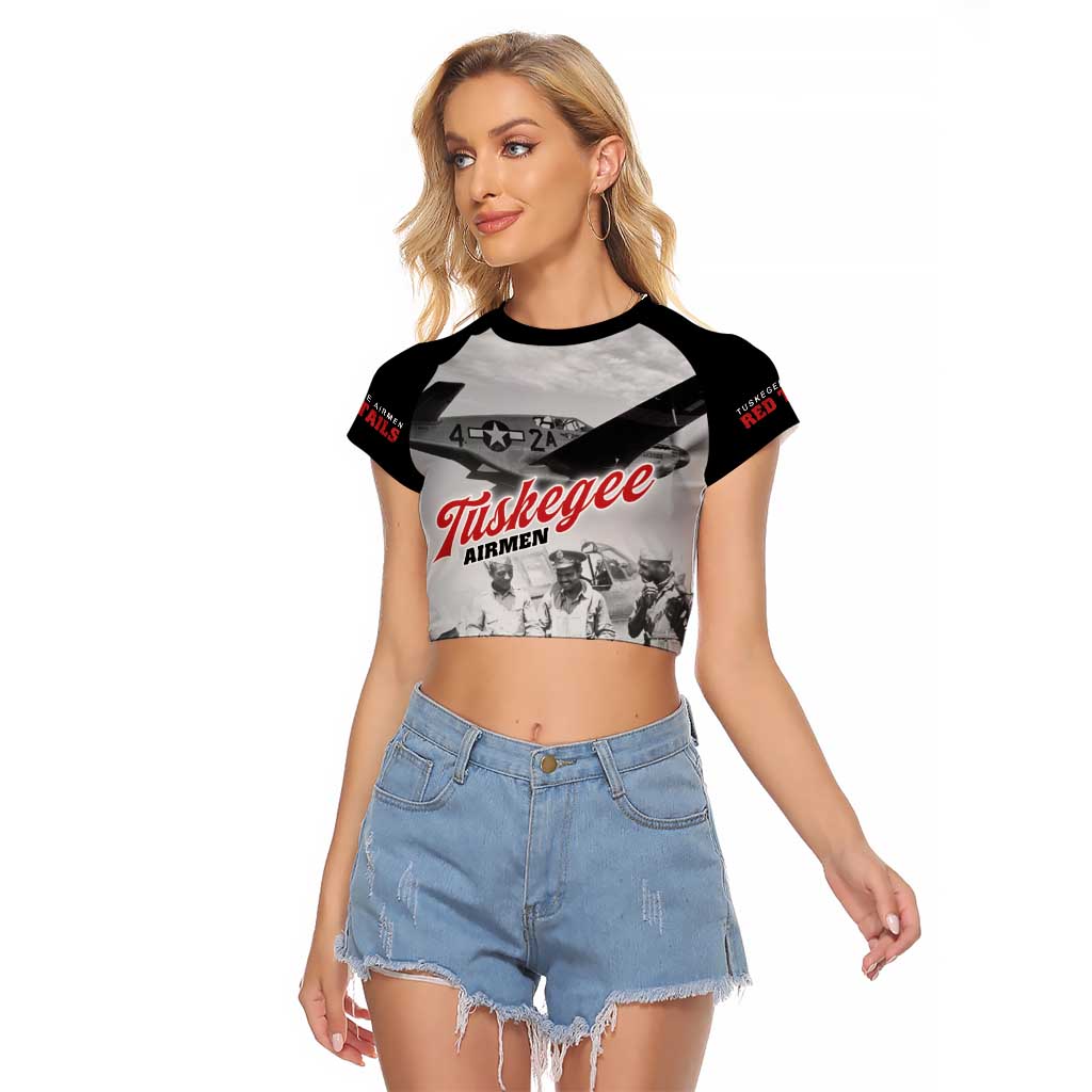 Tuskegee Airmen 332nd Fighter Group Raglan Cropped T Shirt Vintage-style War - Wonder Print Shop