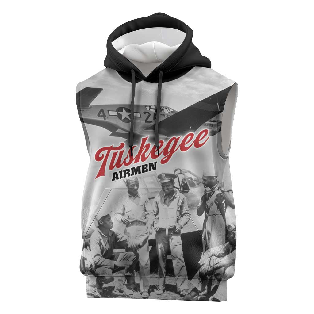 Tuskegee Airmen 332nd Fighter Group Sleeveless Hoodie Vintage-style War - Wonder Print Shop