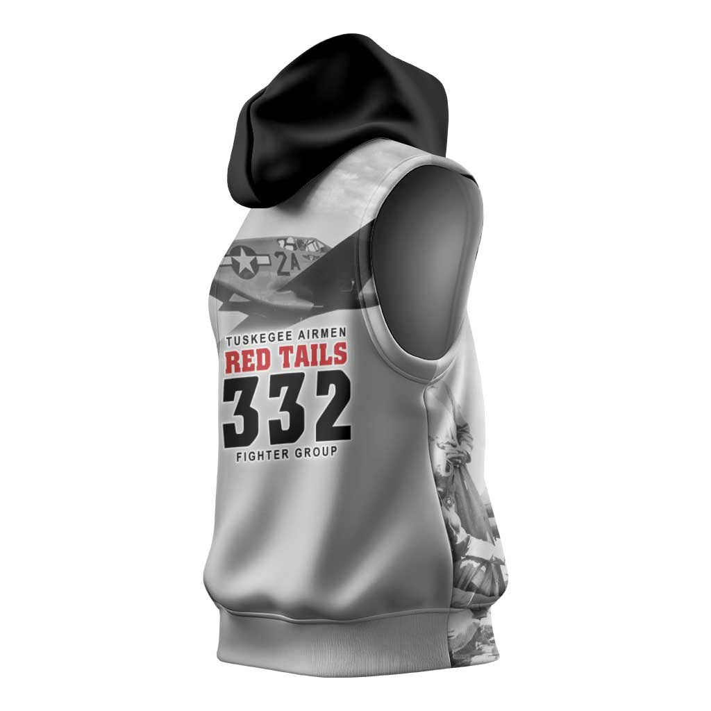 Tuskegee Airmen 332nd Fighter Group Sleeveless Hoodie Vintage-style War - Wonder Print Shop