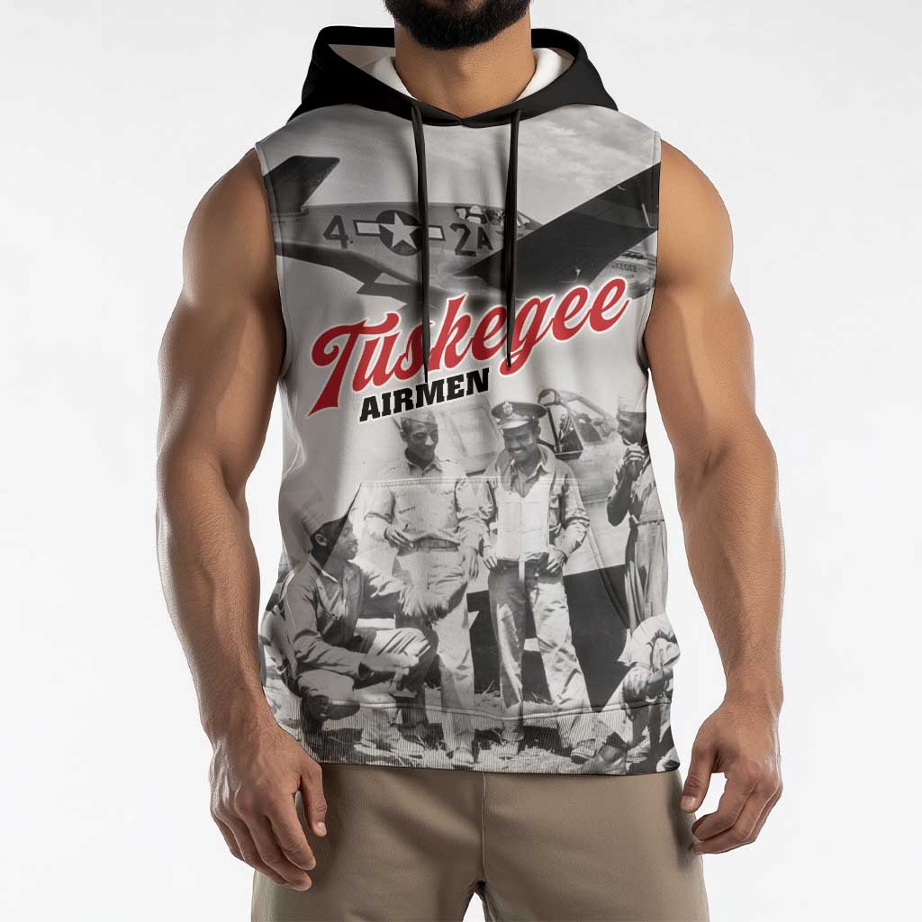 Tuskegee Airmen 332nd Fighter Group Sleeveless Hoodie Vintage-style War - Wonder Print Shop