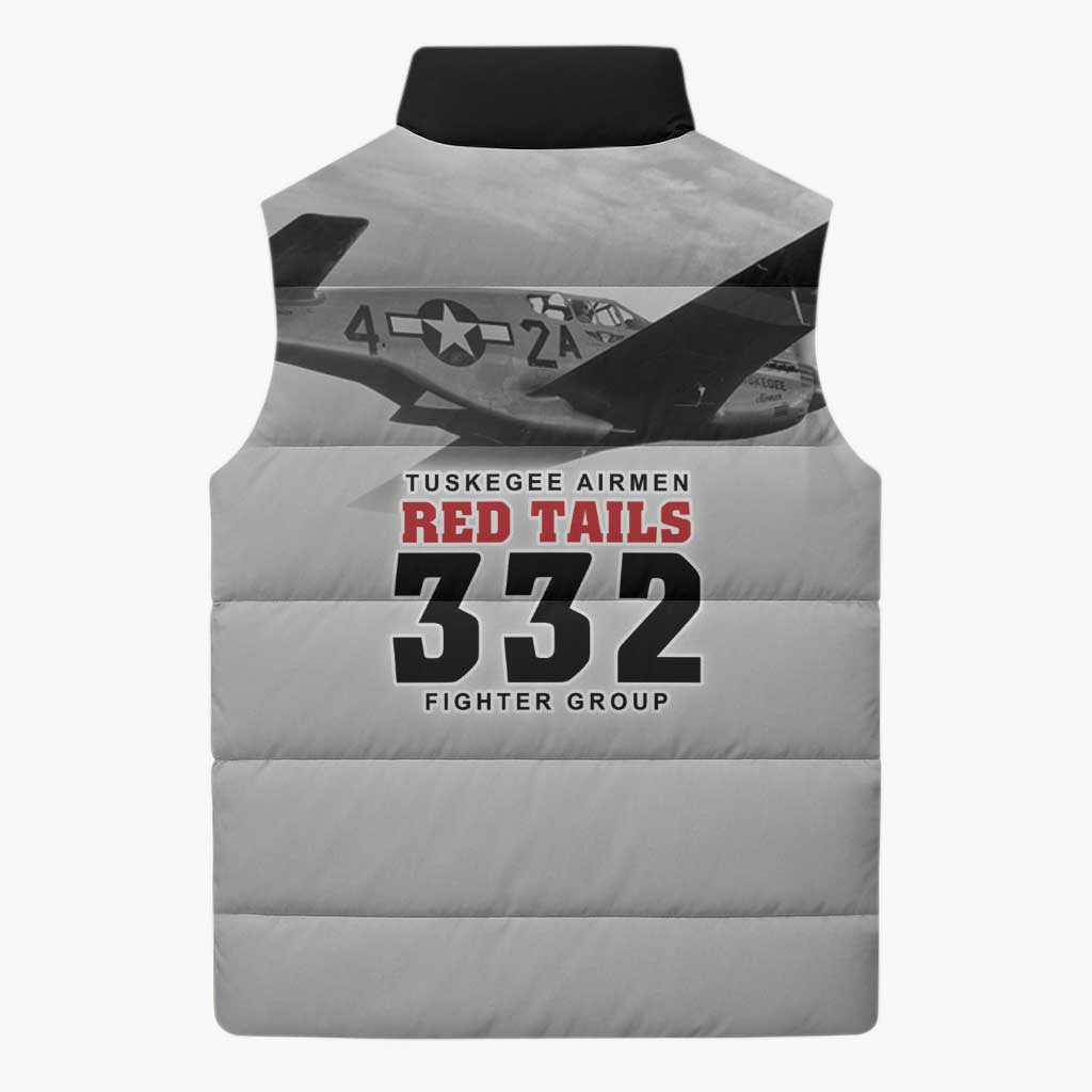 Tuskegee Airmen 332nd Fighter Group Sleeveless Puffer Jacket Vintage-style War - Wonder Print Shop