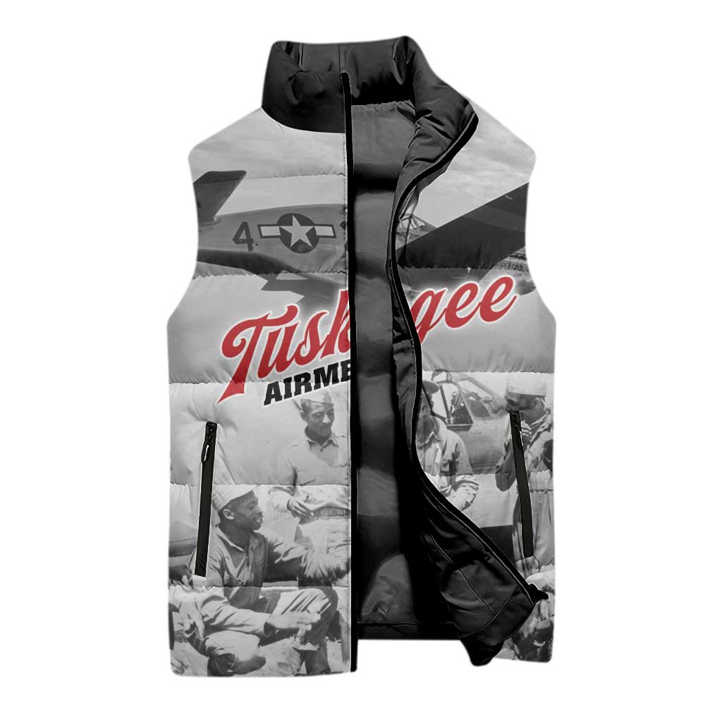 Tuskegee Airmen 332nd Fighter Group Sleeveless Puffer Jacket Vintage-style War - Wonder Print Shop
