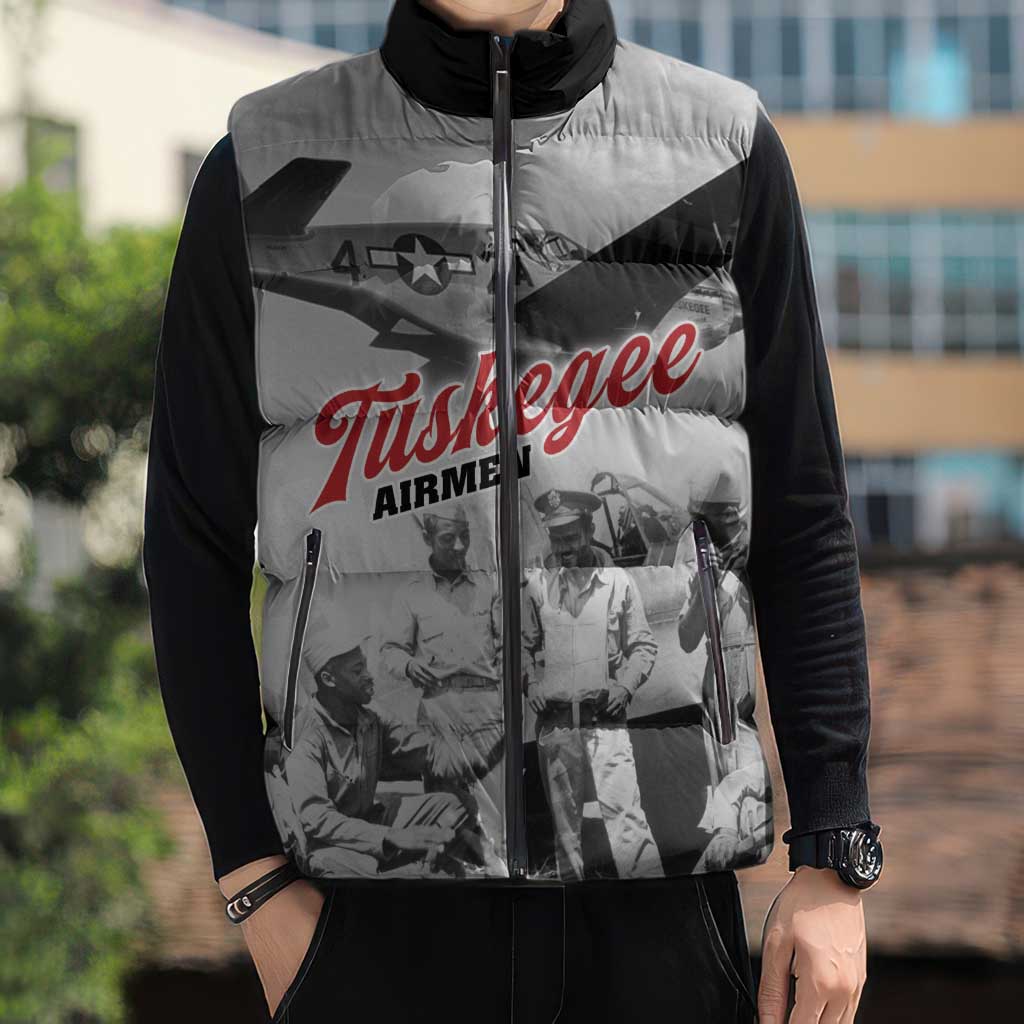 Tuskegee Airmen 332nd Fighter Group Sleeveless Puffer Jacket Vintage-style War - Wonder Print Shop