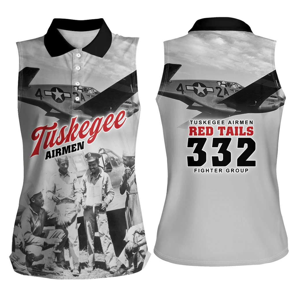 Tuskegee Airmen 332nd Fighter Group Women Sleeveless Polo Shirt Vintage-style War - Wonder Print Shop