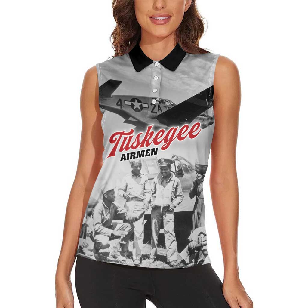 Tuskegee Airmen 332nd Fighter Group Women Sleeveless Polo Shirt Vintage-style War - Wonder Print Shop