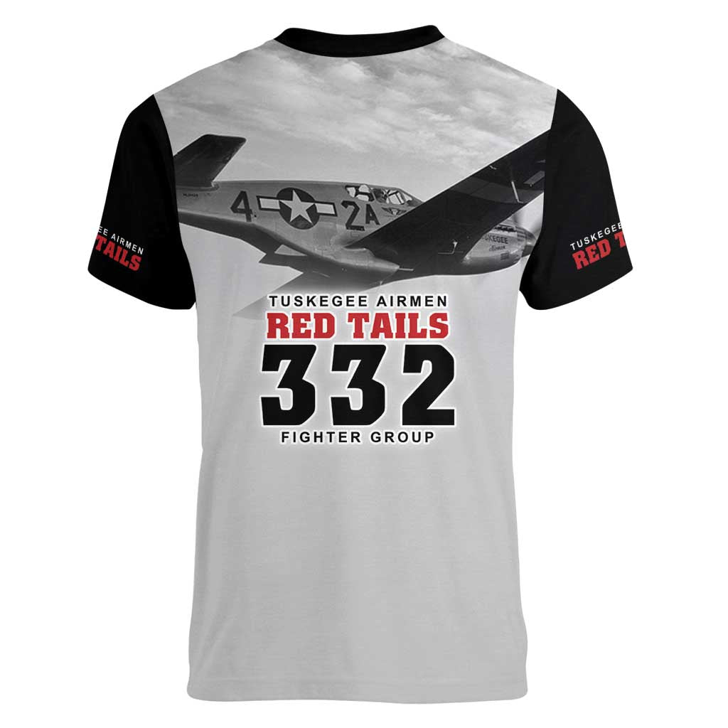 Tuskegee Airmen 332nd Fighter Group Women V-Neck T-Shirt Vintage-style War - Wonder Print Shop