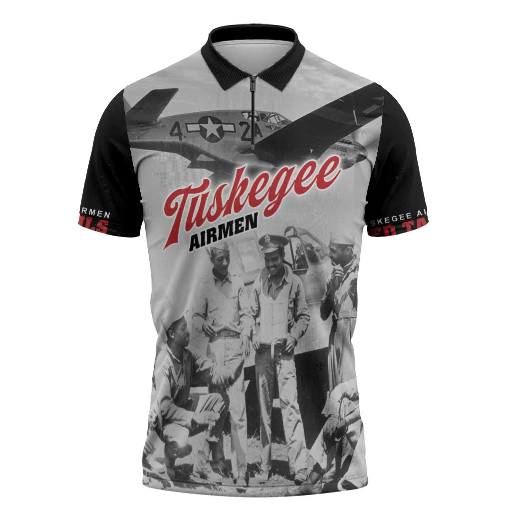 Tuskegee Airmen 332nd Fighter Group Zipper Polo Shirt Vintage-style War - Wonder Print Shop