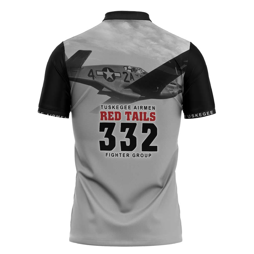 Tuskegee Airmen 332nd Fighter Group Zipper Polo Shirt Vintage-style War - Wonder Print Shop