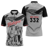 Tuskegee Airmen 332nd Fighter Group Zipper Polo Shirt Vintage-style War - Wonder Print Shop