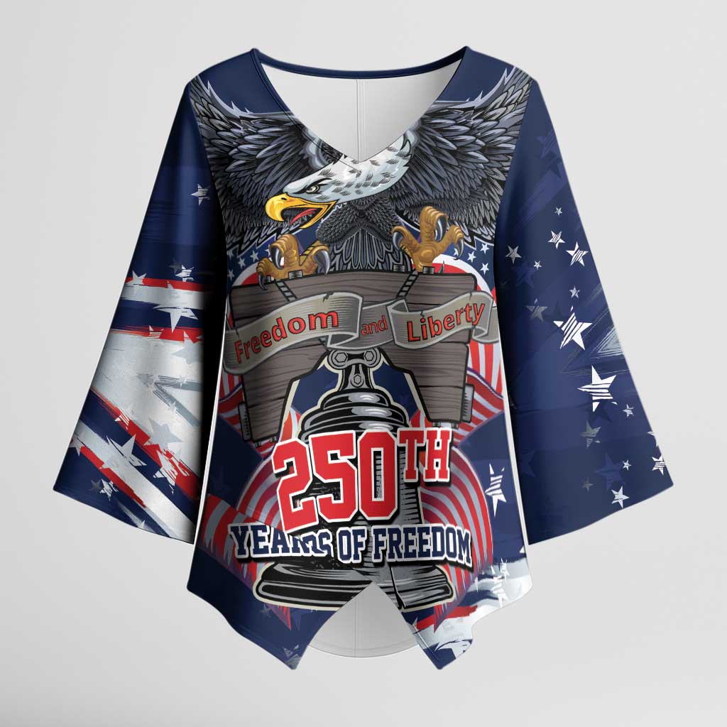 United States 250 Years of Independence Kimono Sleeve Blouse - Wonder Print Shop