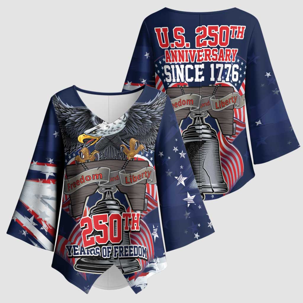 United States 250 Years of Independence Kimono Sleeve Blouse - Wonder Print Shop