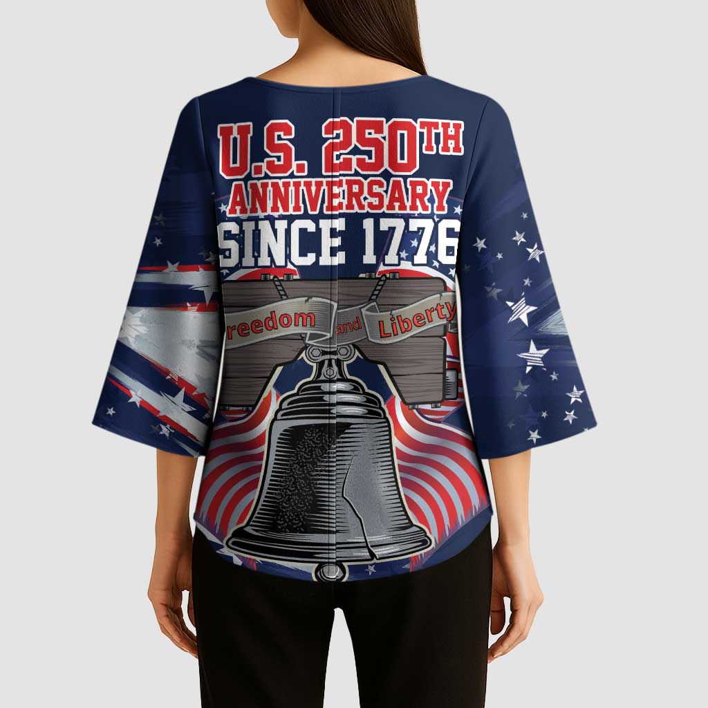 United States 250 Years of Independence Kimono Sleeve Blouse - Wonder Print Shop