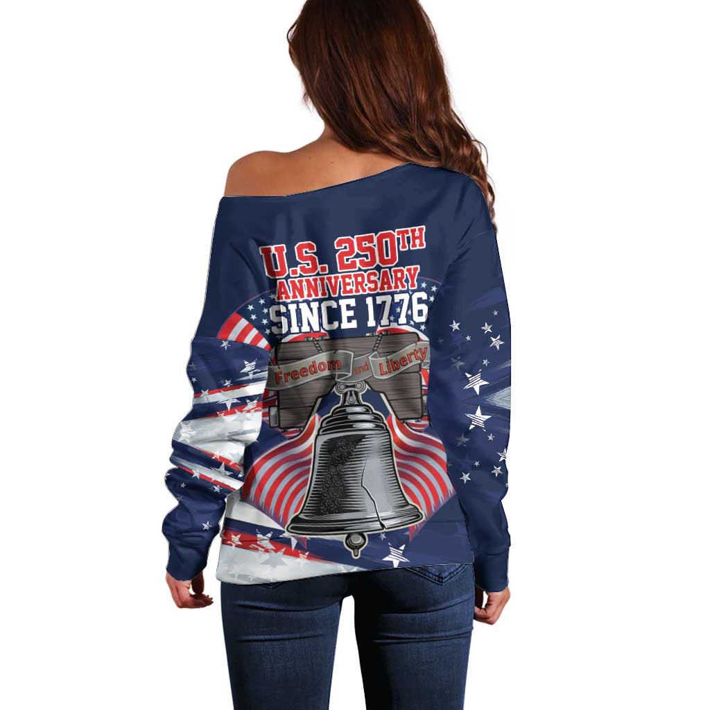 United States 250 Years of Independence Off Shoulder Sweater - Wonder Print Shop