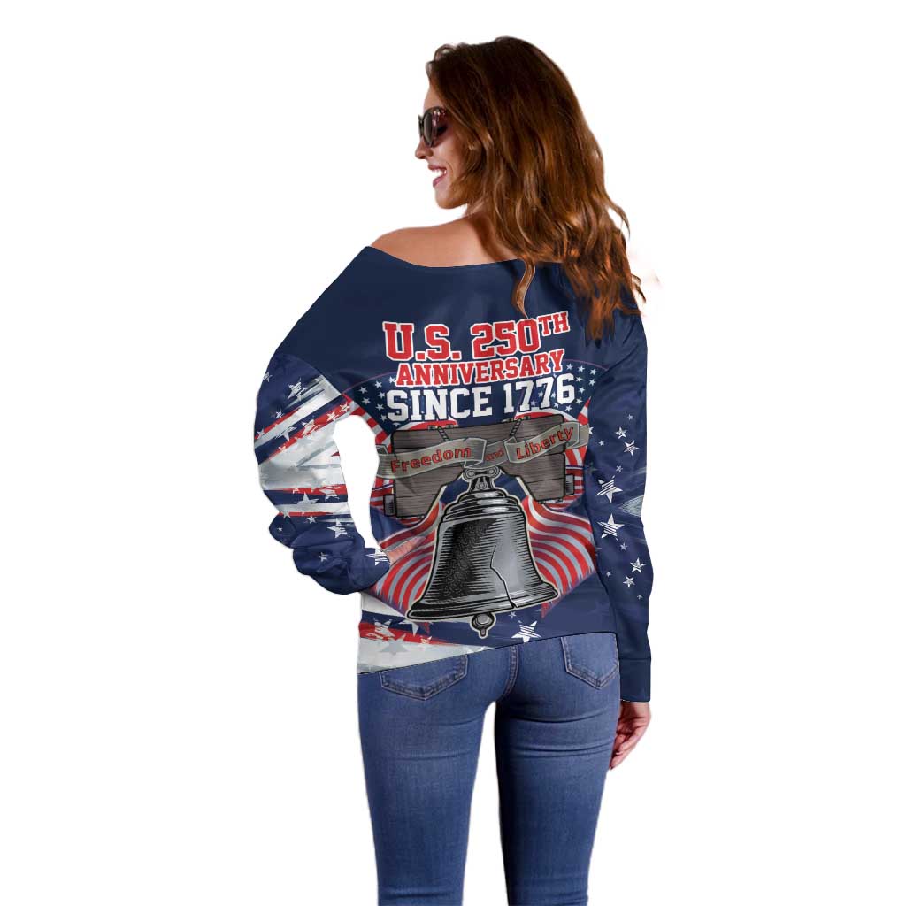 United States 250 Years of Independence Off Shoulder Sweater - Wonder Print Shop