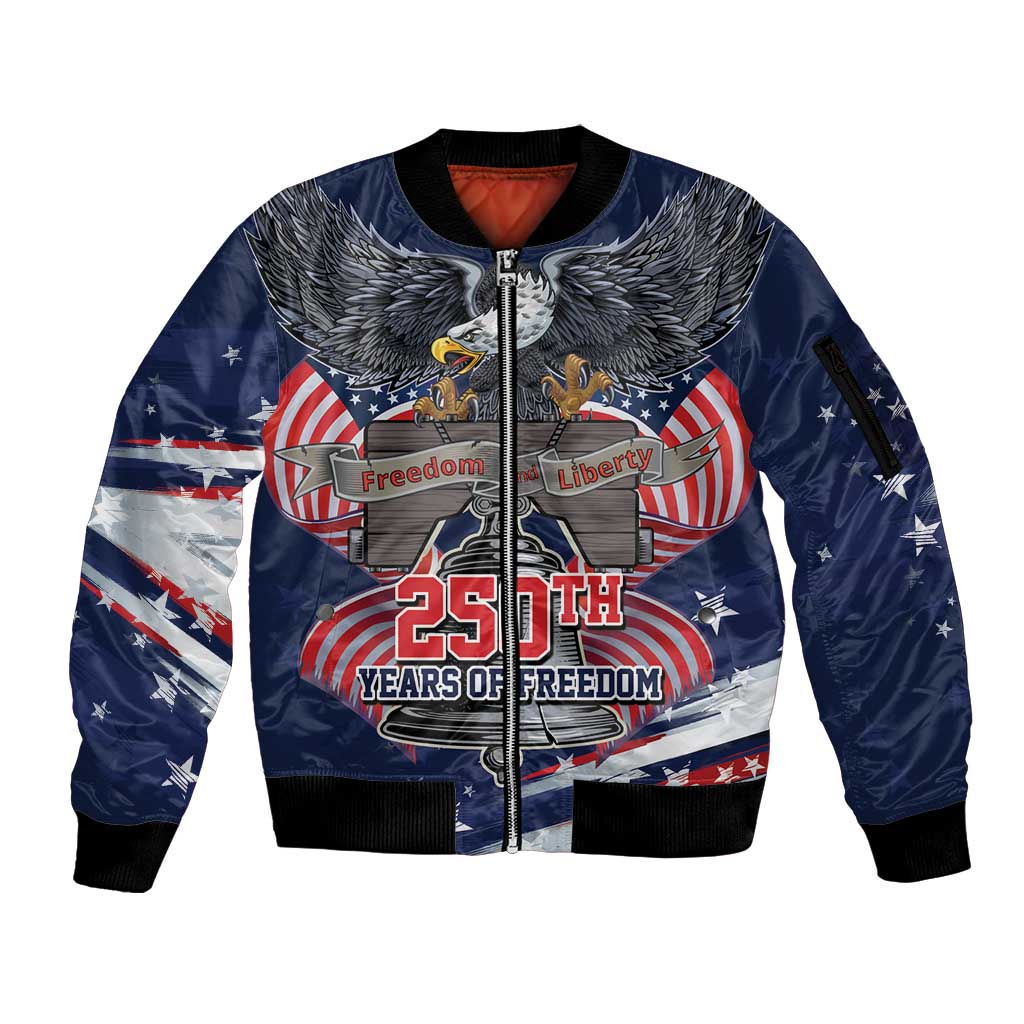 United States 250 Years of Independence Sleeve Zip Bomber Jacket - Wonder Print Shop