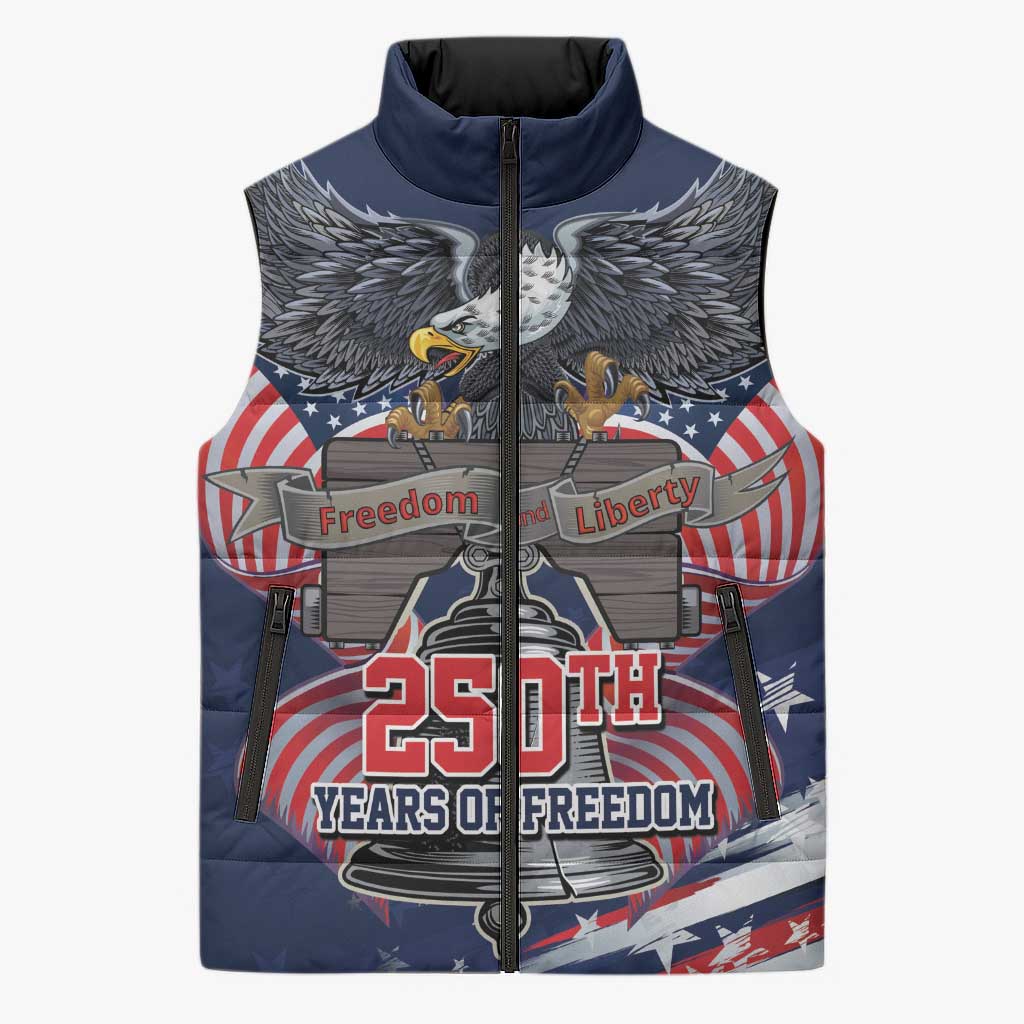 United States 250 Years of Independence Sleeveless Puffer Jacket - Wonder Print Shop