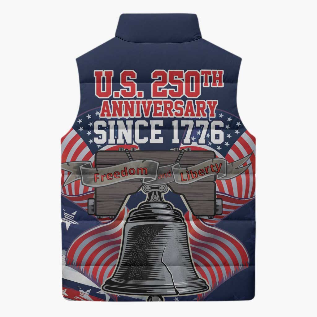 United States 250 Years of Independence Sleeveless Puffer Jacket - Wonder Print Shop