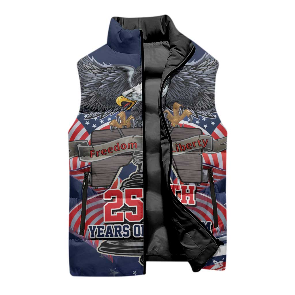 United States 250 Years of Independence Sleeveless Puffer Jacket - Wonder Print Shop