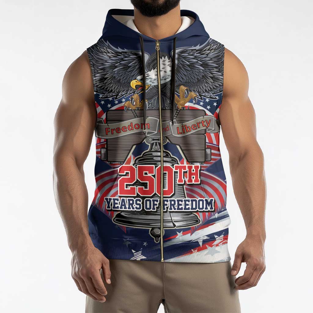 United States 250 Years of Independence Sleeveless Zip Hoodie - Wonder Print Shop