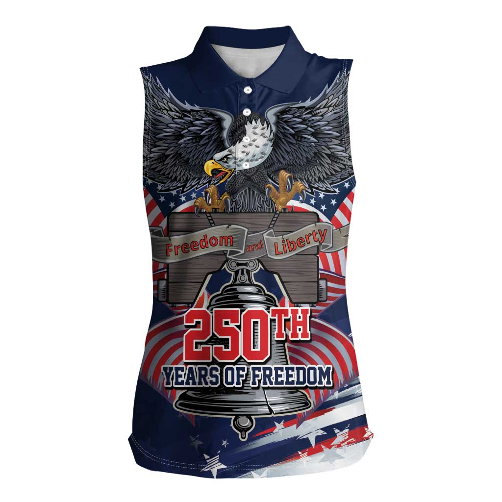 United States 250 Years of Independence Women Sleeveless Polo Shirt - Wonder Print Shop