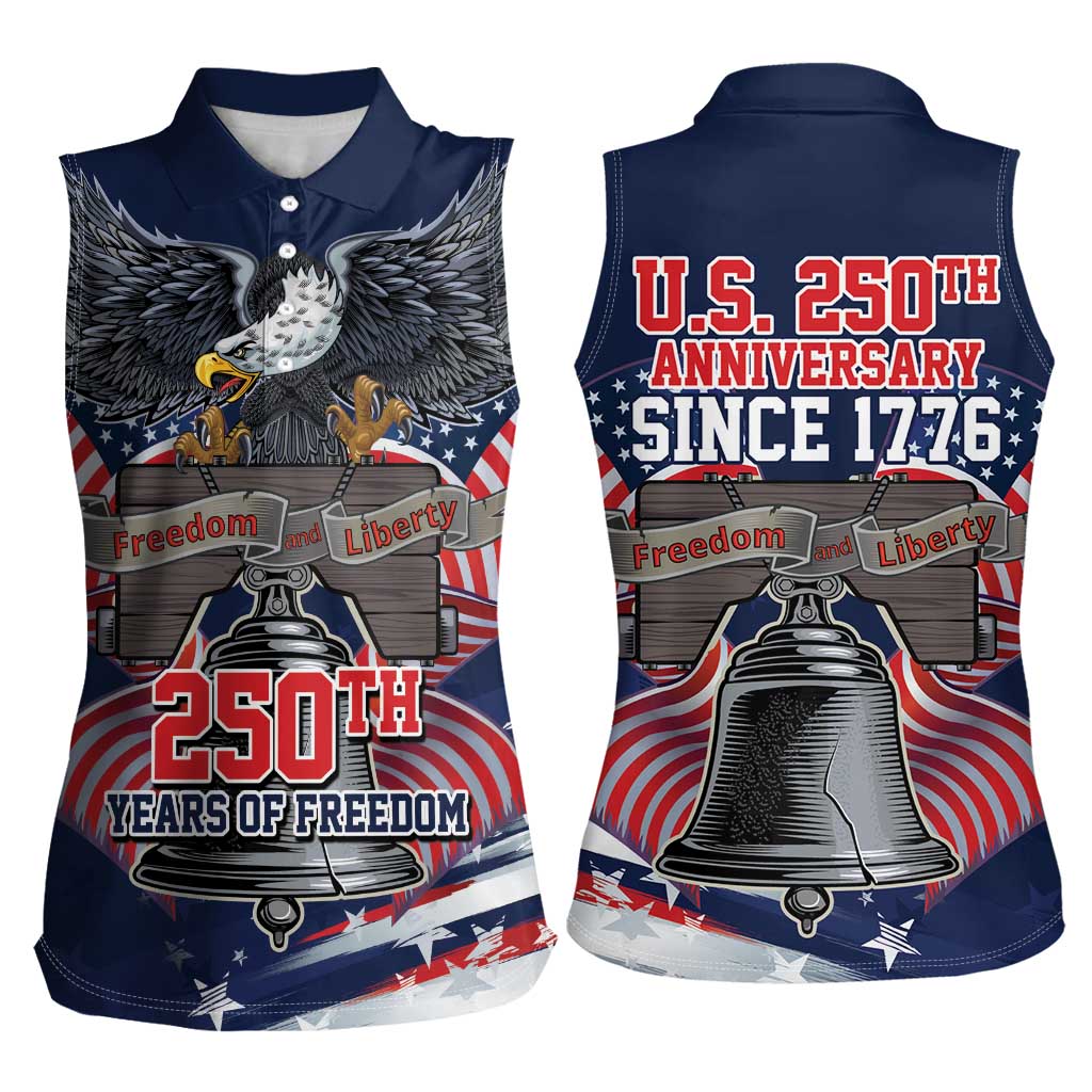 United States 250 Years of Independence Women Sleeveless Polo Shirt - Wonder Print Shop