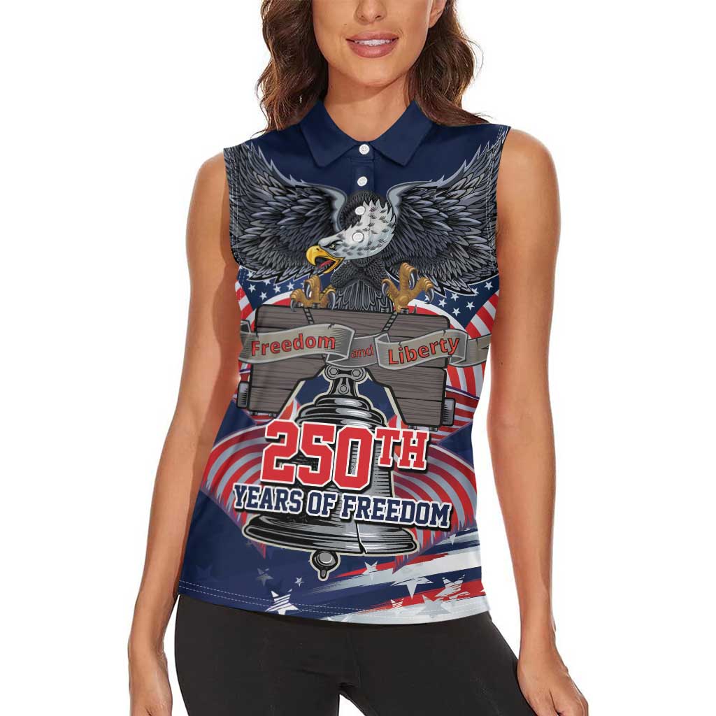 United States 250 Years of Independence Women Sleeveless Polo Shirt - Wonder Print Shop