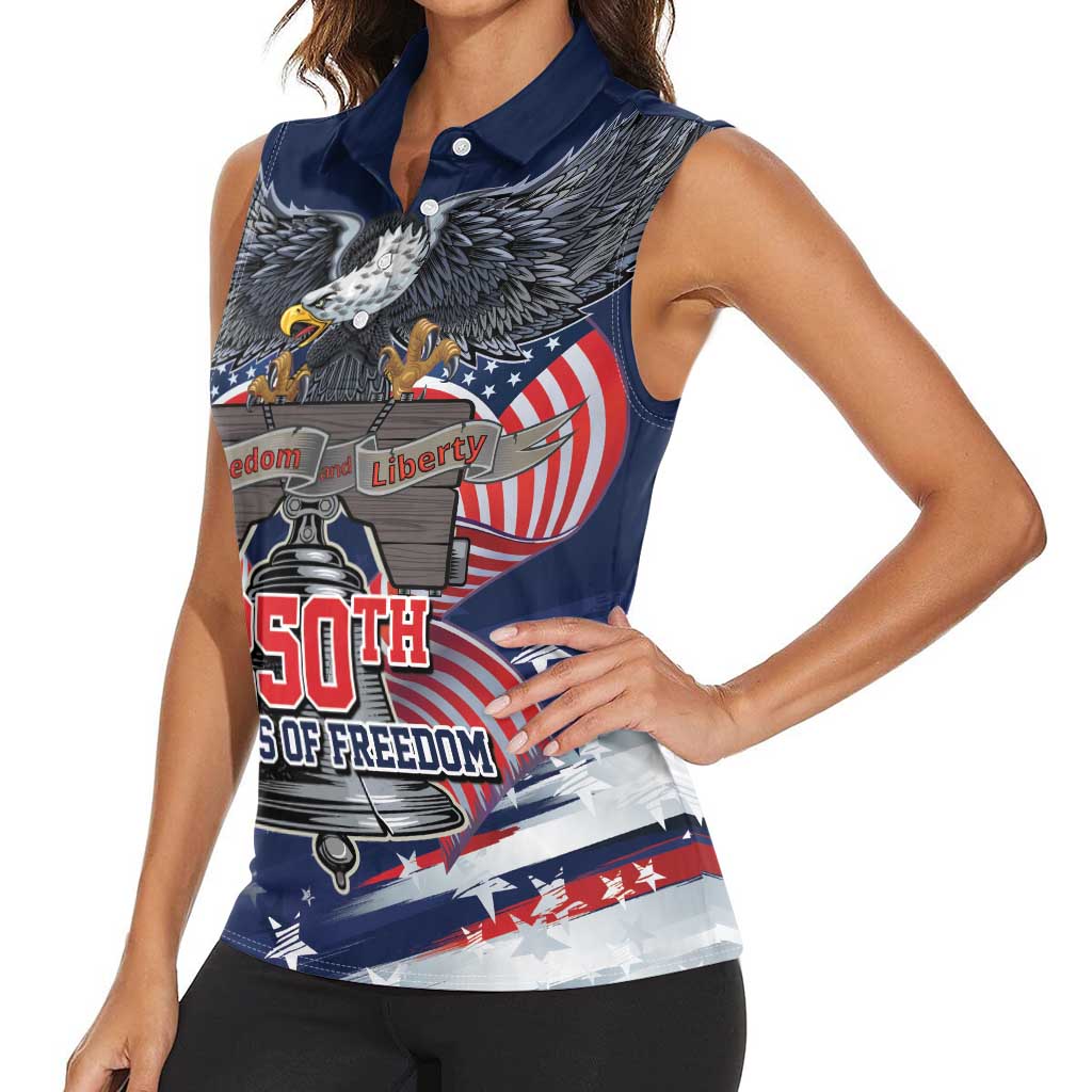 United States 250 Years of Independence Women Sleeveless Polo Shirt - Wonder Print Shop