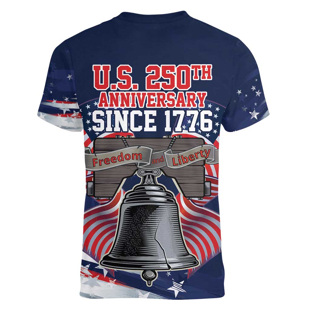 United States 250 Years of Independence Women V-Neck T-Shirt - Wonder Print Shop