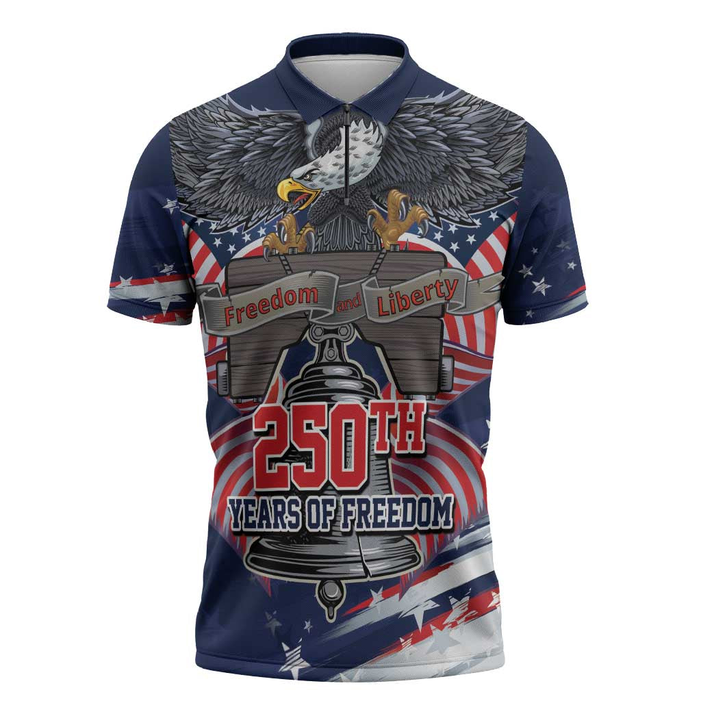 United States 250 Years of Independence Zipper Polo Shirt - Wonder Print Shop
