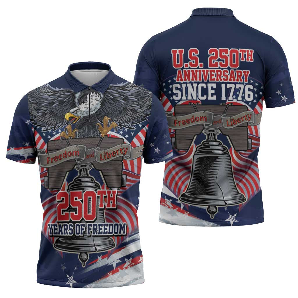 United States 250 Years of Independence Zipper Polo Shirt - Wonder Print Shop
