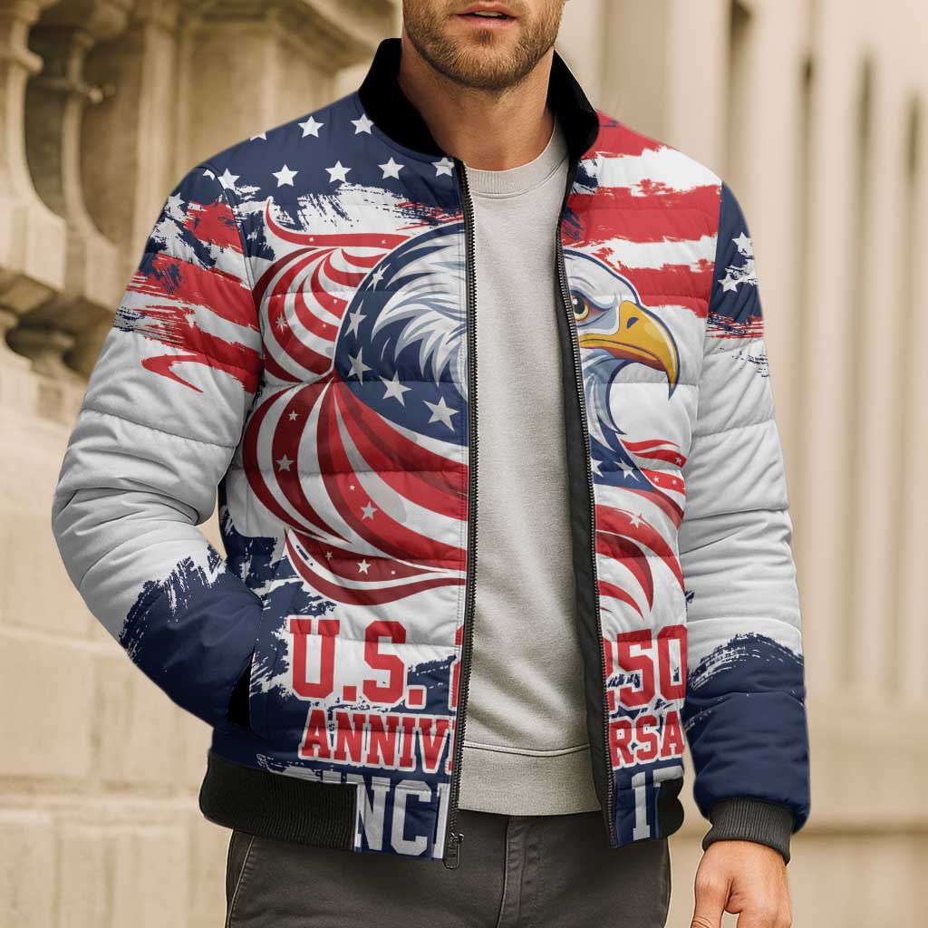 United States Honoring 250 Years of Liberty Bomber Puffer Jacket - Wonder Print Shop