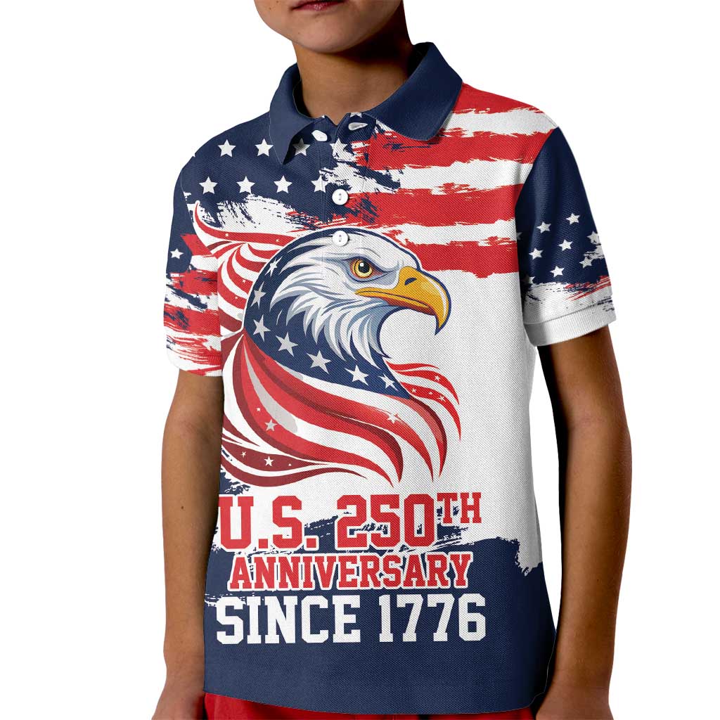 United States Honoring 250 Years of Liberty Kid Polo Shirt - Wonder Print Shop
