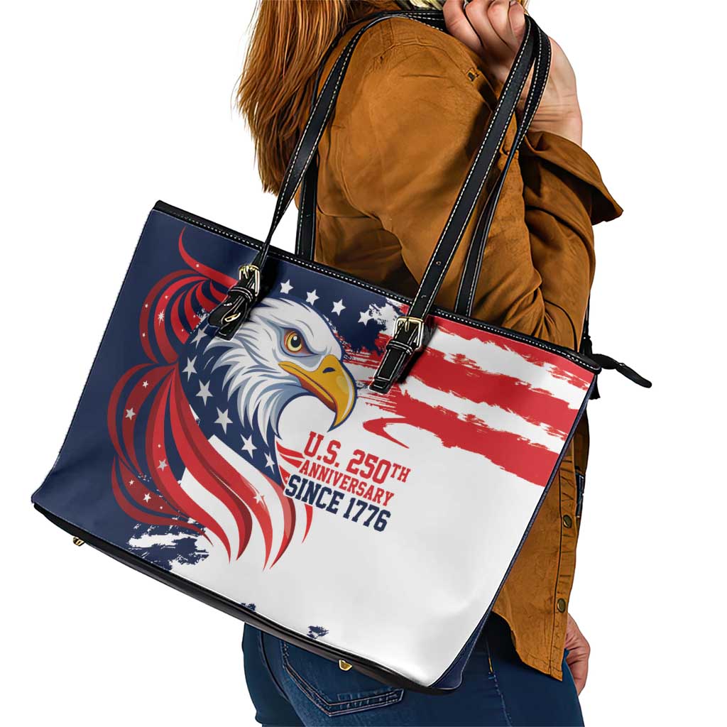 United States Honoring 250 Years of Liberty Leather Tote Bag - Wonder Print Shop