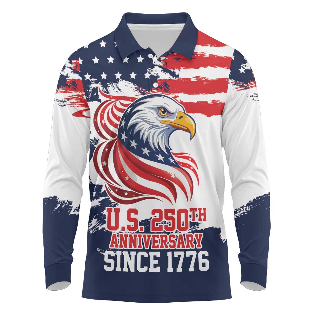 United States Honoring 250 Years of Liberty Long Sleeve Polo Shirt - Wonder Print Shop