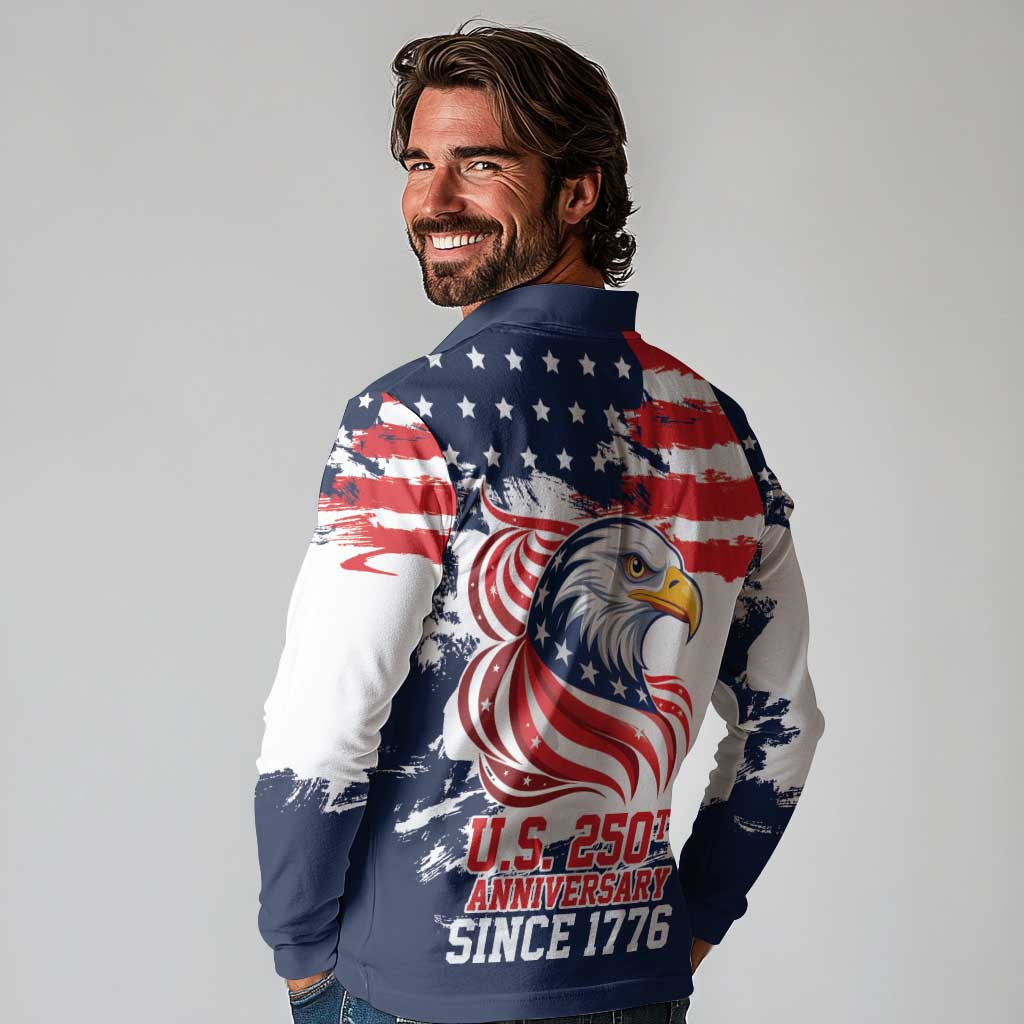 United States Honoring 250 Years of Liberty Long Sleeve Polo Shirt - Wonder Print Shop