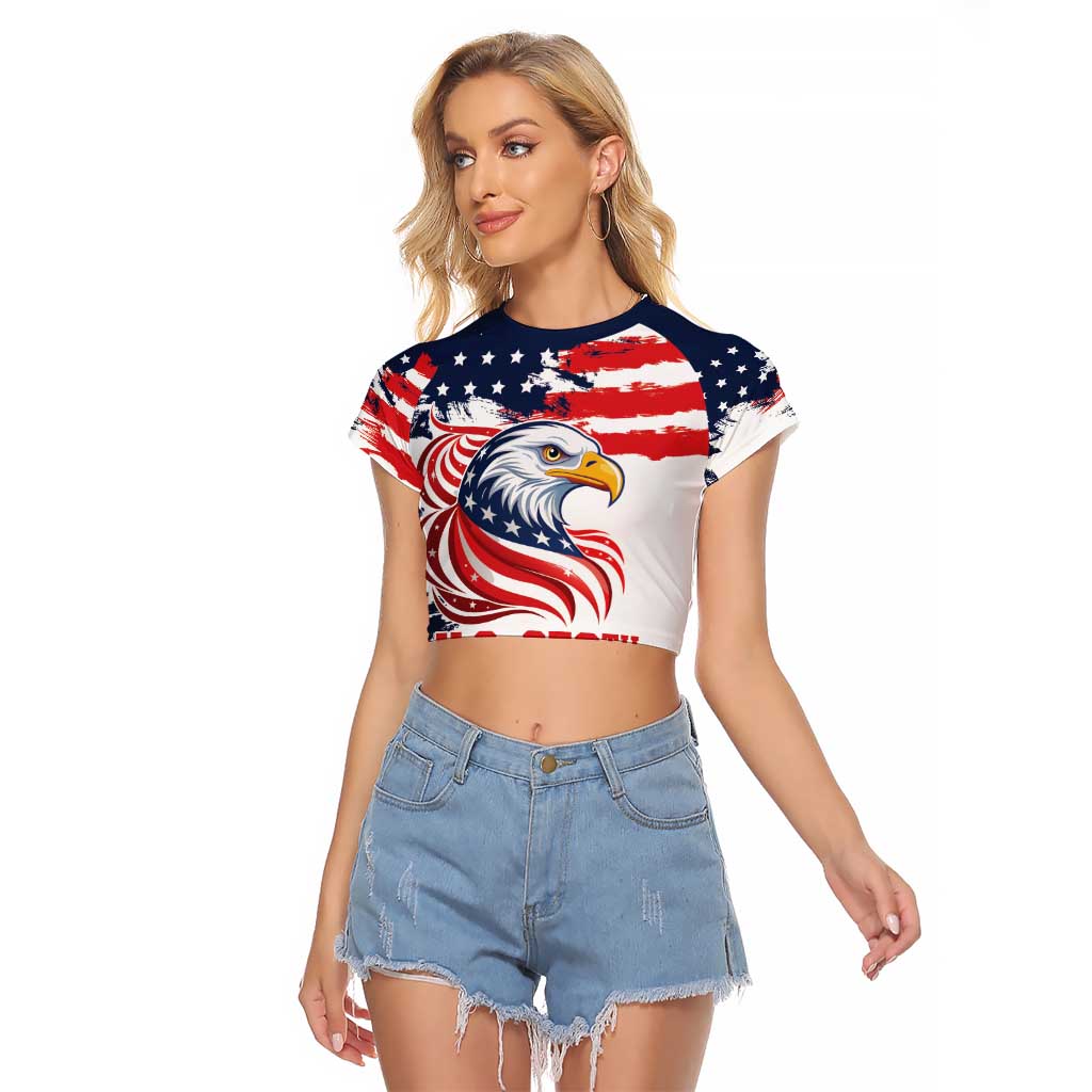 United States Honoring 250 Years of Liberty Raglan Cropped T Shirt - Wonder Print Shop