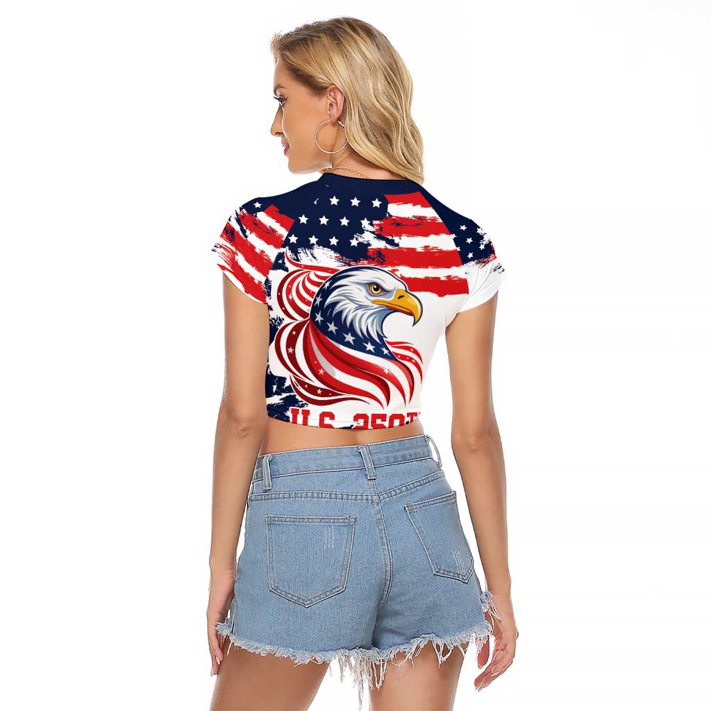 United States Honoring 250 Years of Liberty Raglan Cropped T Shirt - Wonder Print Shop
