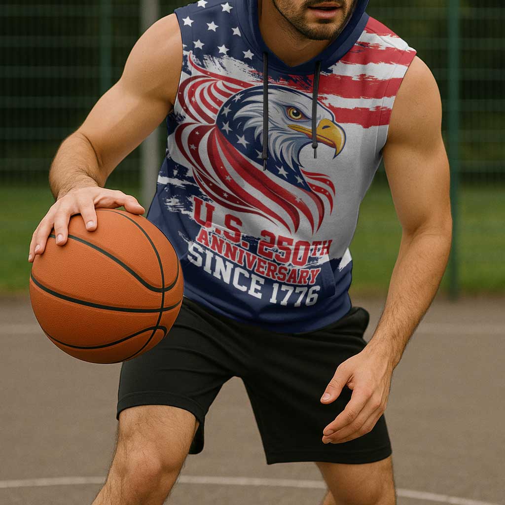 United States Honoring 250 Years of Liberty Sleeveless Hoodie - Wonder Print Shop