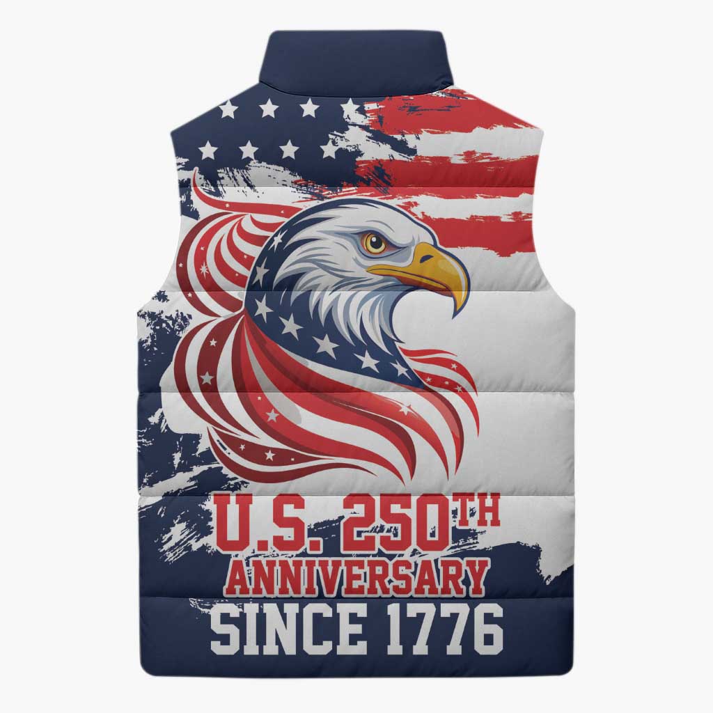 United States Honoring 250 Years of Liberty Sleeveless Puffer Jacket - Wonder Print Shop
