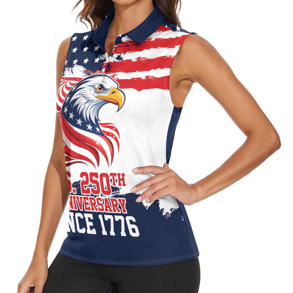 United States Honoring 250 Years of Liberty Women Sleeveless Polo Shirt - Wonder Print Shop