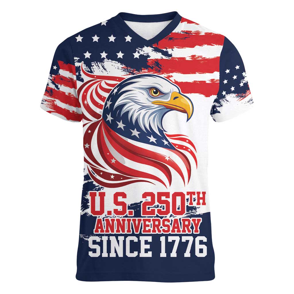 United States Honoring 250 Years of Liberty Women V-Neck T-Shirt - Wonder Print Shop