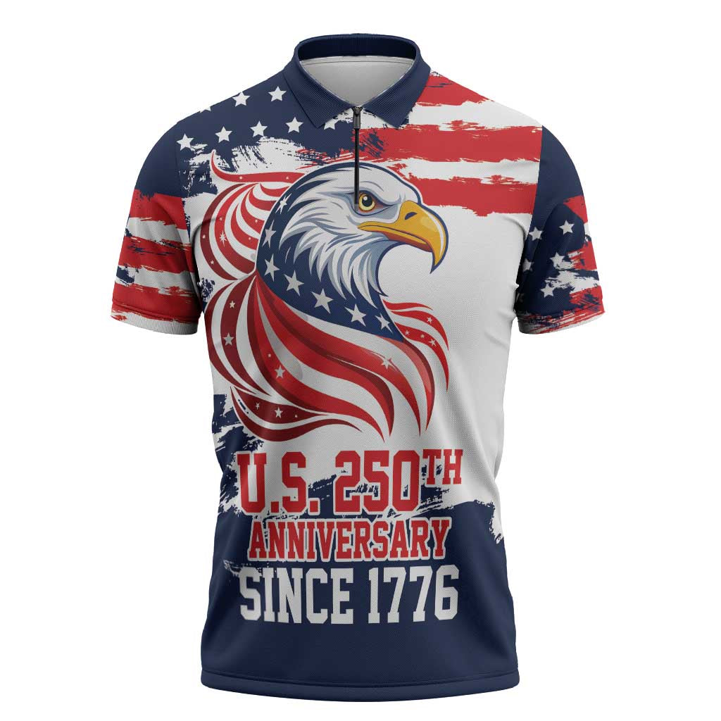 United States Honoring 250 Years of Liberty Zipper Polo Shirt - Wonder Print Shop