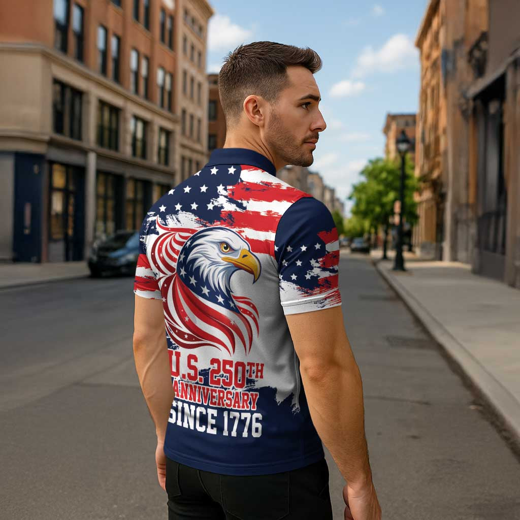 United States Honoring 250 Years of Liberty Zipper Polo Shirt - Wonder Print Shop