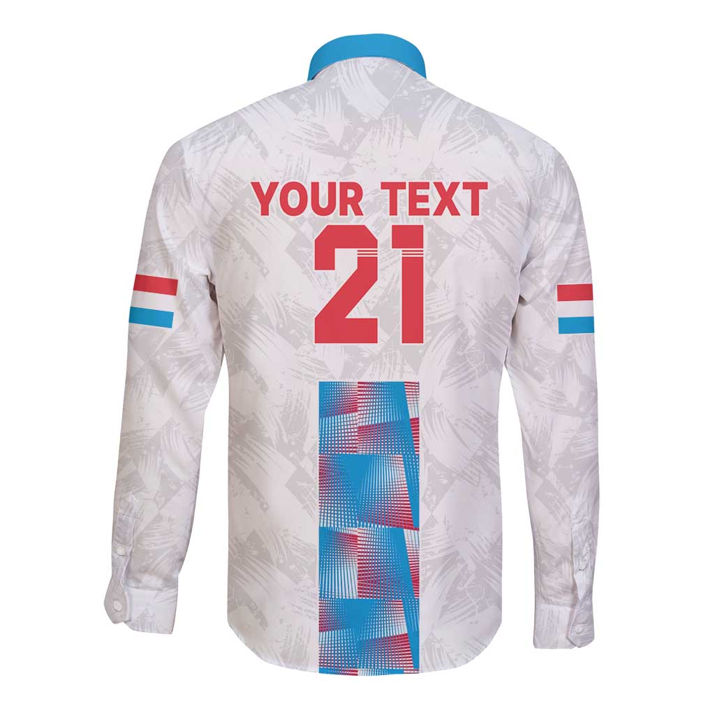 Luxembourg Football Custom Long Sleeve Button Shirt Les Lions Rouges - Wonder Print Shop