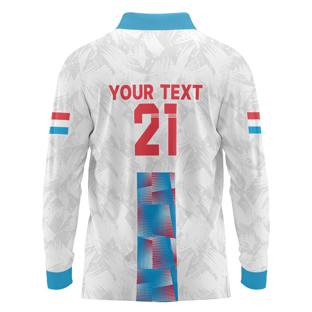 Luxembourg Football Custom Long Sleeve Polo Shirt Les Lions Rouges - Wonder Print Shop
