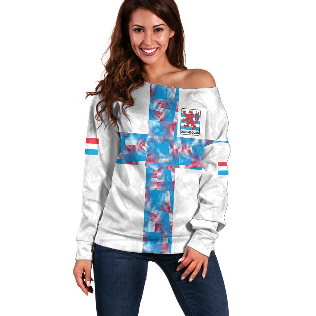Luxembourg Football Custom Off Shoulder Sweater Les Lions Rouges - Wonder Print Shop