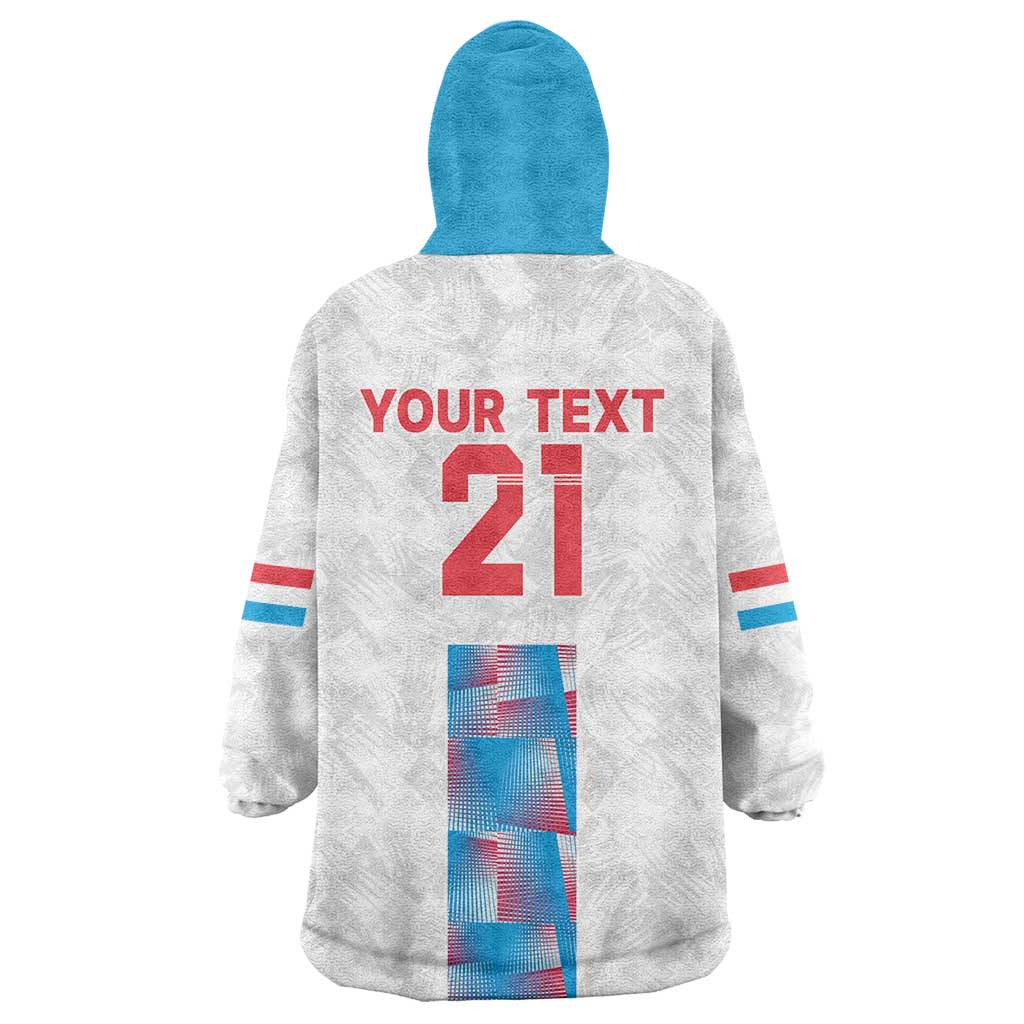 Luxembourg Football Custom Wearable Blanket Hoodie Les Lions Rouges - Wonder Print Shop